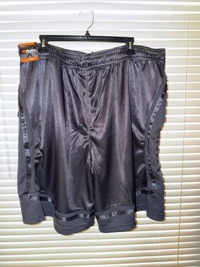 AND1 Men's Black Athletic Basketball Shorts with Satin Trim 2XL NEW WITH TAGS